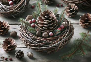 Naturalne dekoracje świąteczne z gałązek i szyszek